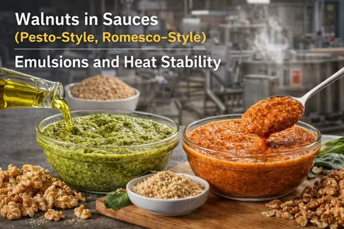 Walnuts in Sauces (Pesto-Style, Romesco-Style): Emulsions and Heat Stability - Walnut Industrial Applications — Atlas Global Trading Co.